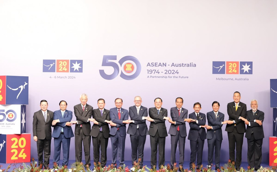 Các nhà lãnh đạo ASEANvà Australia chụp ảnh lưu niệm. Ảnh:Nikkei Asia
