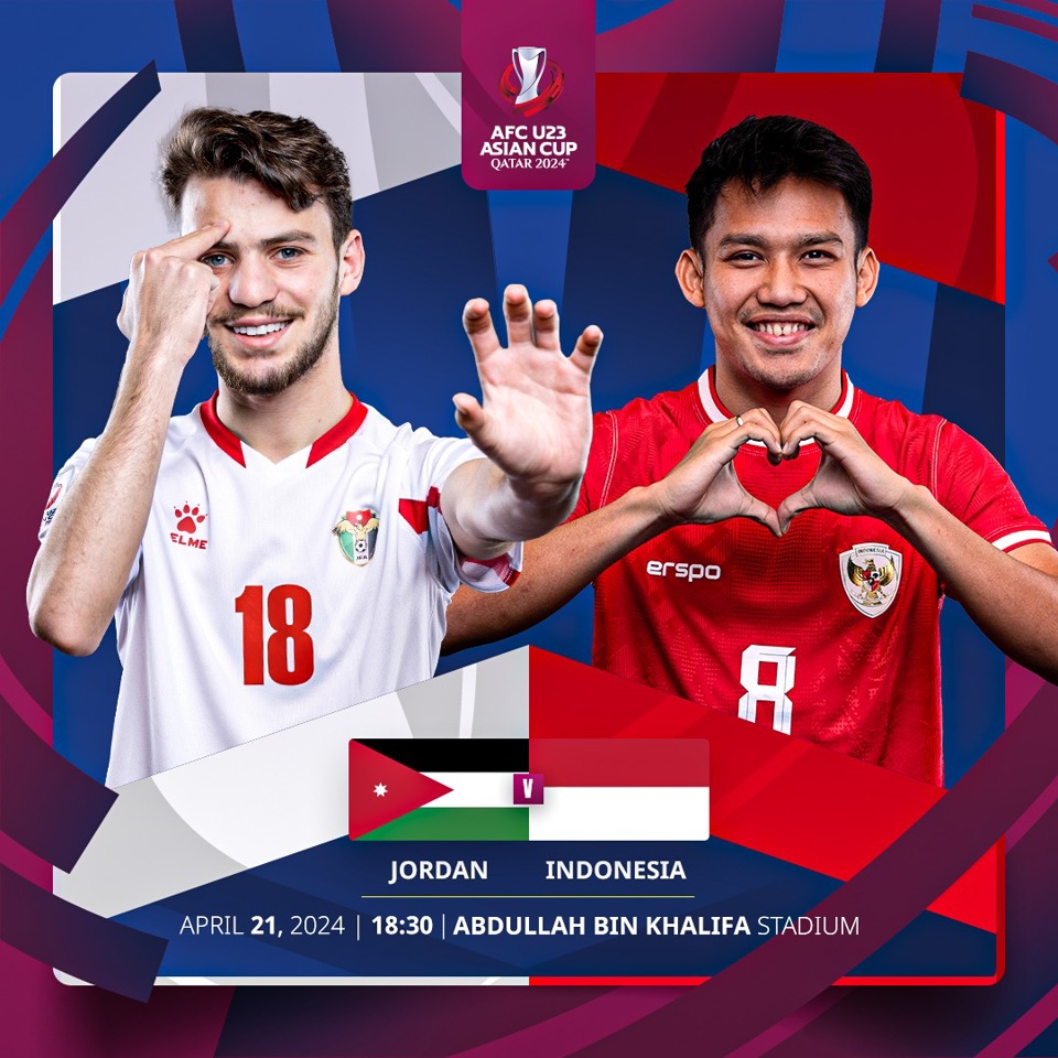 Cuộc đối đầu giữa U23 Jordan v&agrave; U23 Indonesia diễn ra v&agrave;o l&uacute;c 22 giờ 30 ng&agrave;y 21/4 (theo giờ Việt Nam).