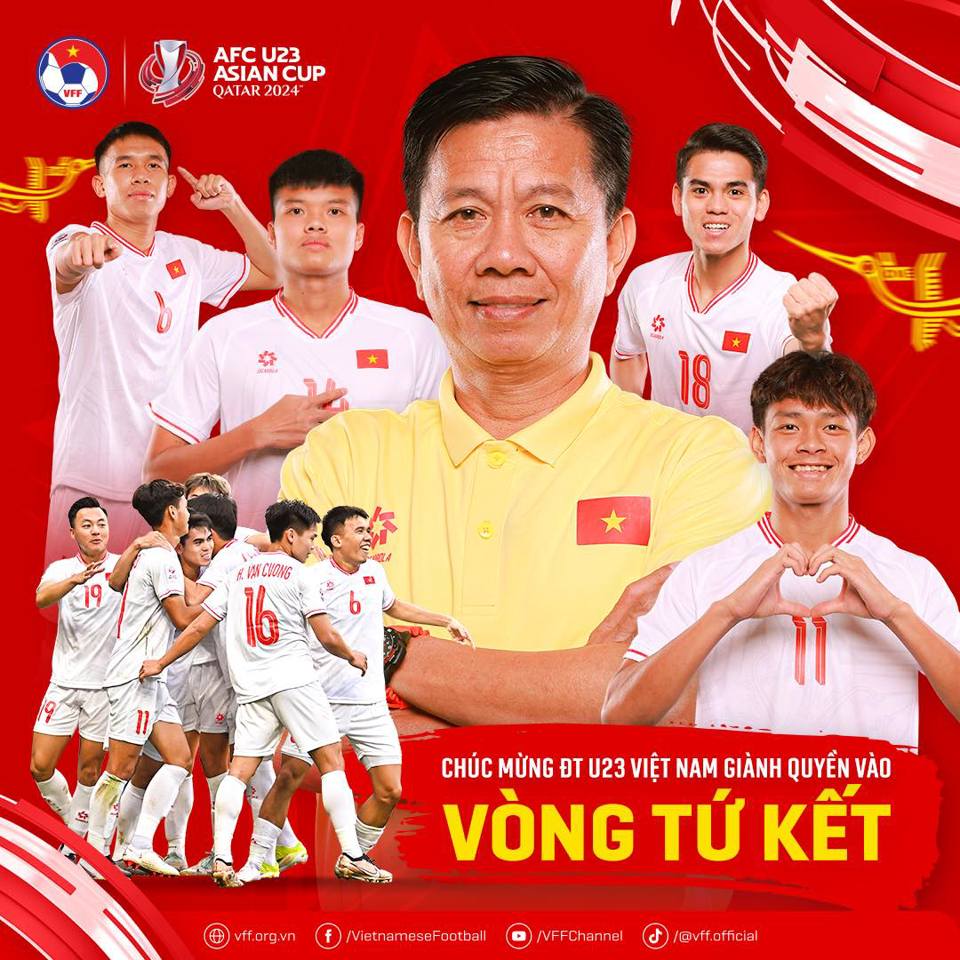 U23 Việt Nam gi&agrave;nh v&eacute; v&agrave;o tứ kết tại VCK U23 ch&acirc;u &Aacute; 2024.