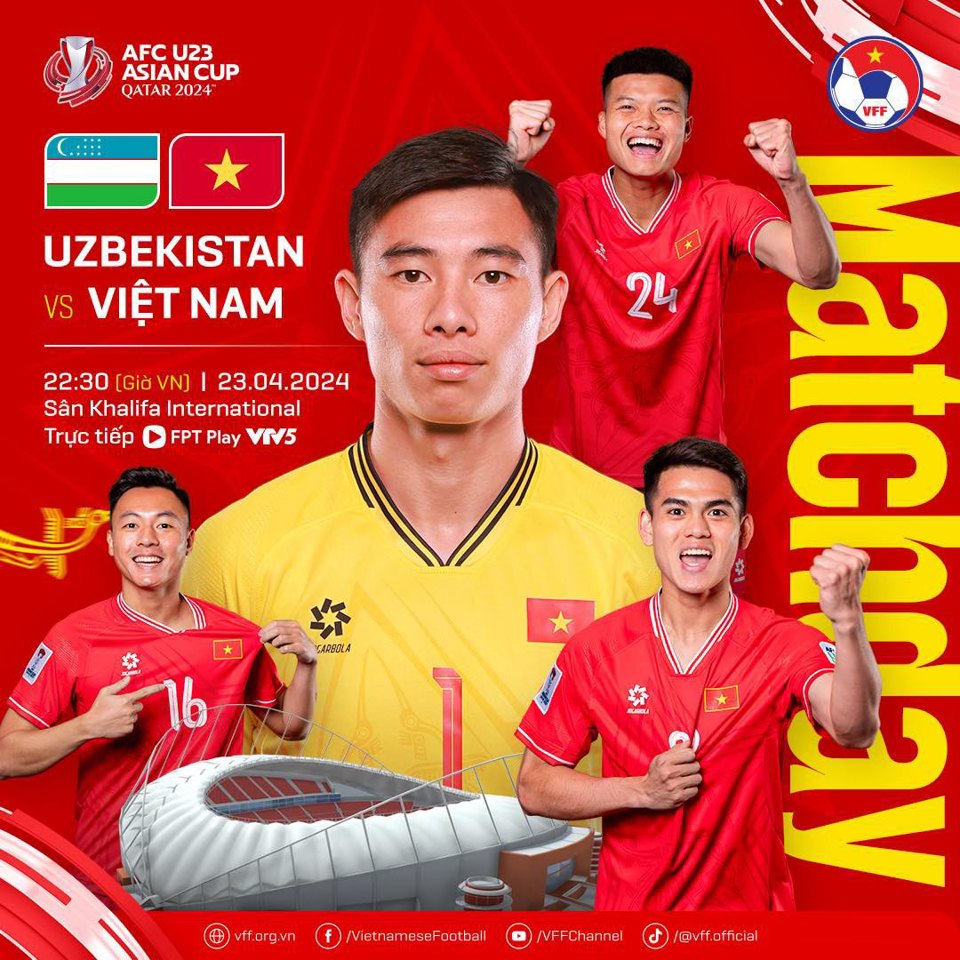 U23 Việt Nam gặpnbsp;U23 Uzbekistan vagrave;o luacute;c 22 giờ 30 hocirc;m nay 23/4.