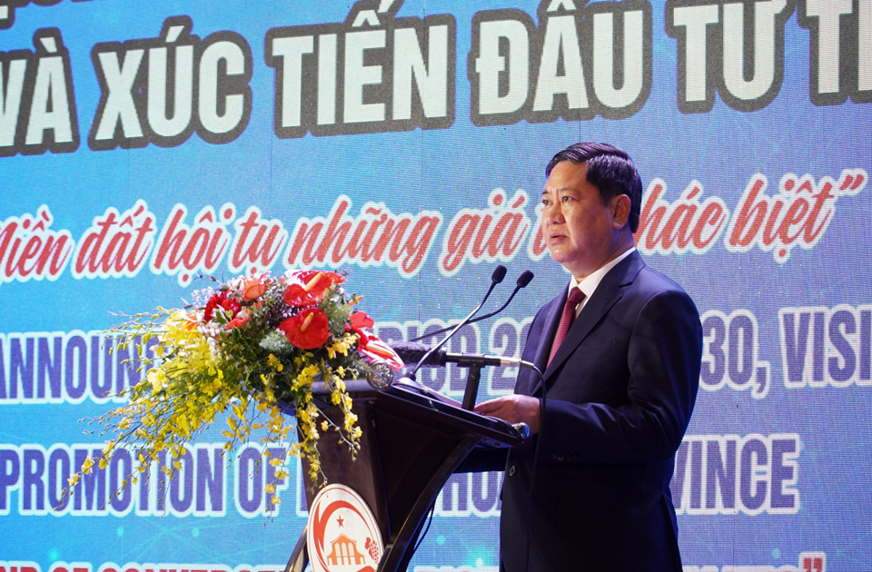 Chủ tịch UBND tỉnh Ninh Thuận Trần Quốc Nam ph&aacute;t biểu tại Hội nghị. (Ảnh: Trung Nh&acirc;n)
