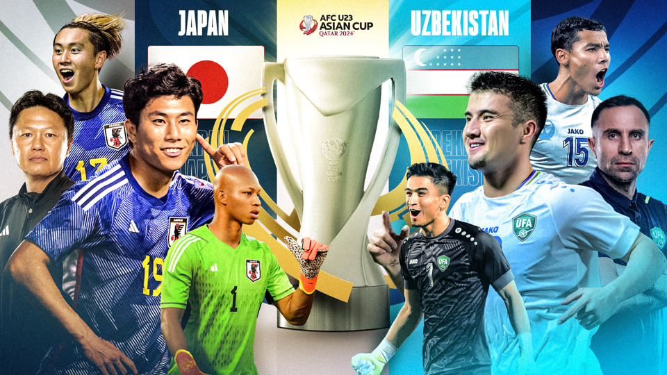 U23 Nhật Bản đối đầu với U23 Uzbekistan ở trận chung kết tại VCK U23 ch&acirc;u &Aacute; 2024.