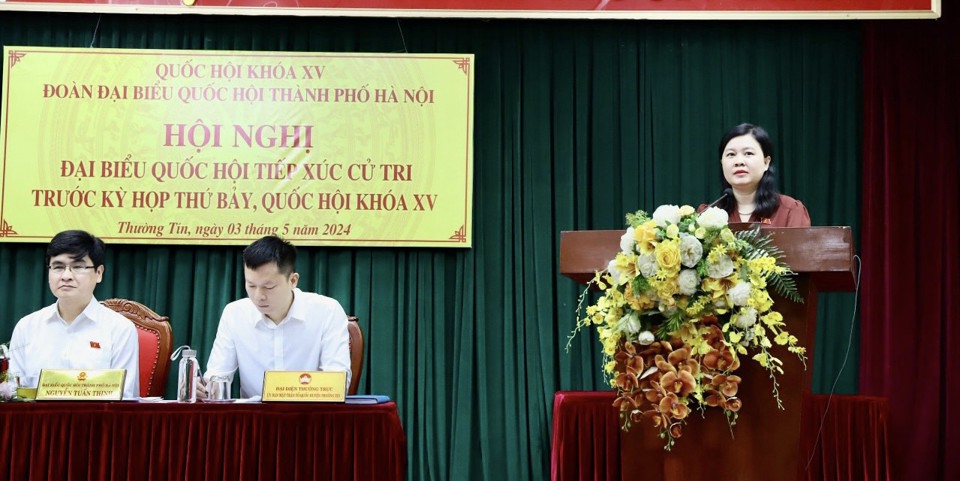 Ph&oacute; Chủ nhiệm Ủy ban Ph&aacute;p luật của Quốc hội Nguyễn Phương Thuỷ tiếp thu &yacute; kiến cử tri