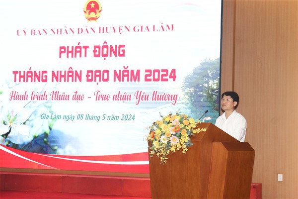 Ph&oacute; Chủ tịch UBND huyện Gia L&acirc;m Trương Văn Học ph&aacute;t động "Th&aacute;ng nh&acirc;n đạo năm 2024".