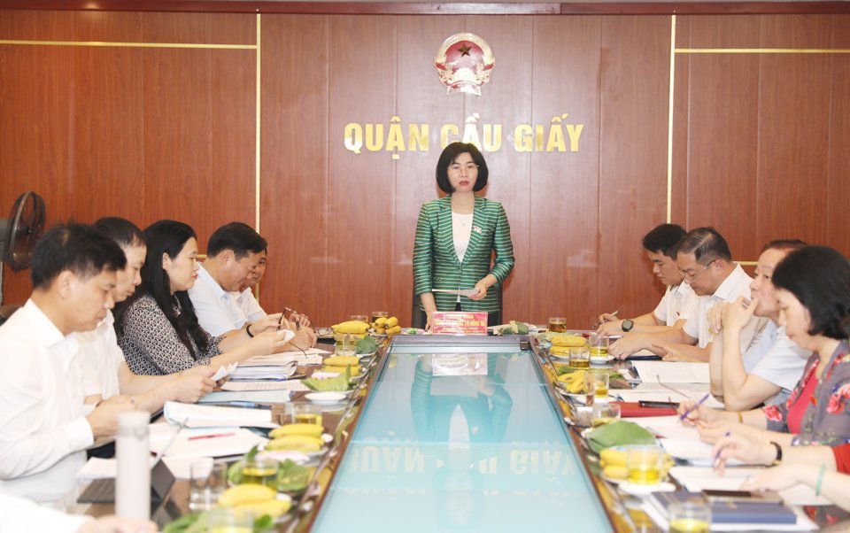Phó Chủ tịch Thường trực HĐND TP Phùng Thị Hồng Hà phát biểu kết luận buổi làm việc.