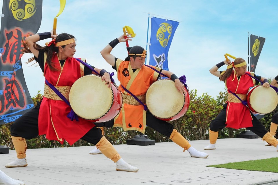 Tuần lễ Festival nghệ thuật quốc tế Huế 2024 có sự tham gia của Đoàn nghệ thuật múa trống Kobugakudan URAKAJI của TP Okinawa (Nhật Bản). Ảnh: Hà Phương