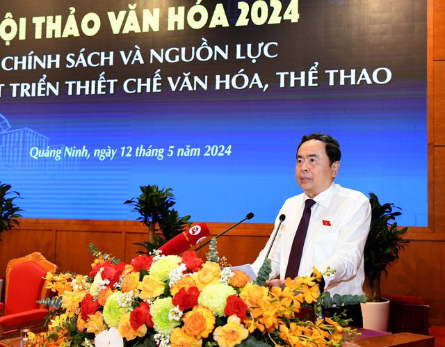 Ph&oacute; Chủ tịch Thường trực Quốc hội Trần Thanh Mẫn ph&aacute;t biểu tại Hội thảo. Ảnh: mediaquochoi.