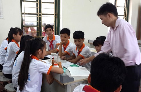 Học sinh Trường THCS Tiến Thịnh, huyện Mê Linh (Ảnh: FBNT)