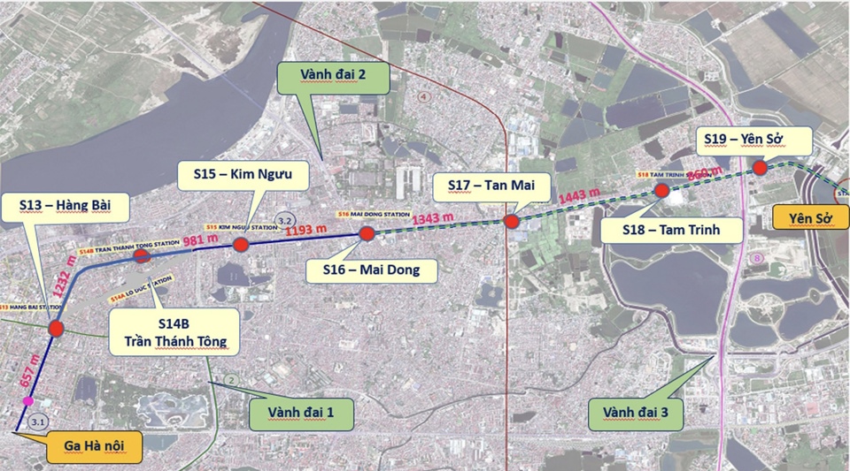 Phối cảnh tuyến ĐSĐT mới của H&agrave; Nội.