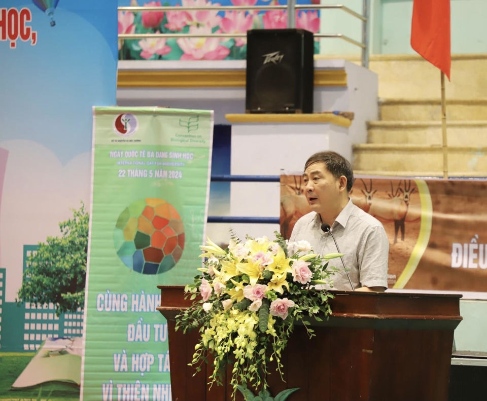 Chủ tịch UBND huyện Thường T&iacute;n Nguyễn Xu&acirc;n Minh ph&aacute;t biểu tại lễ ph&aacute;t động