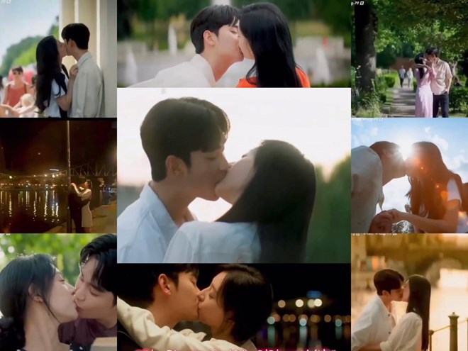 Kim Soo Hyun v&agrave; Kim Ji Won c&oacute; nhiều cảnh h&ocirc;n nhau g&acirc;y sốt. Ảnh: Chụp m&agrave;n h&igrave;nh.