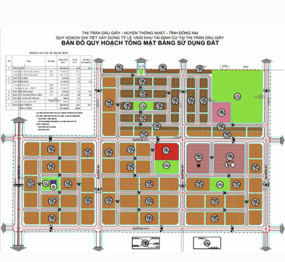Quy hoạch khu t&aacute;i định cư thị trấn Dầu Gi&acirc;y (ảnh Sở KH&amp;ĐT Đồng Nai)