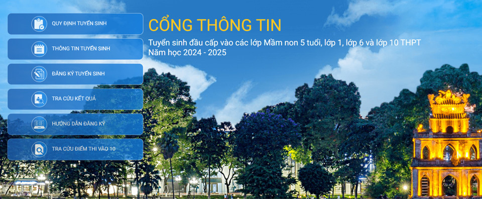 Cổng tuyển sinh trực tuyến của H&agrave; Nội