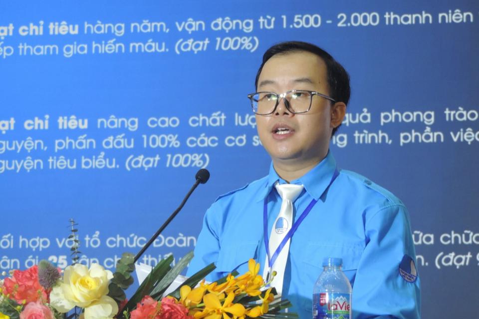 Ph&oacute; B&iacute; thư Quận đo&agrave;n, Chủ tịch Hội LHTN quận Ho&agrave;ng Mai kh&oacute;a V&nbsp;V&otilde; Minh Phương ph&aacute;t biểu tại Đại hội. Ảnh TT