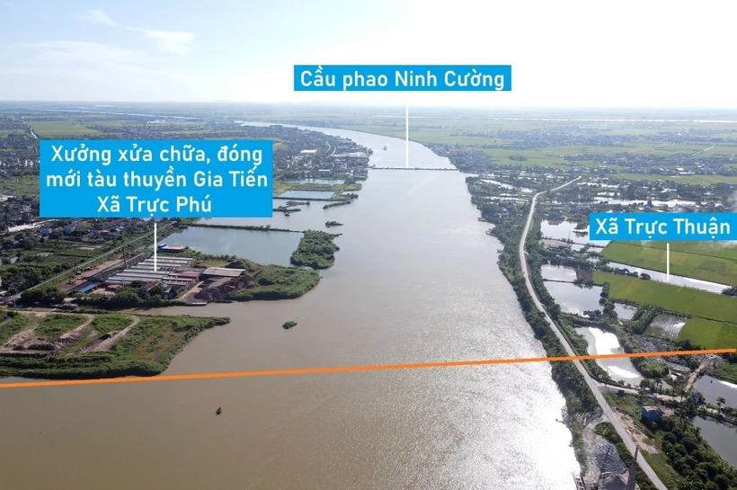 Vị trí dự kiến (vạch vàng) của cầu vượt Ninh Cường. (Nguồn: VOV)