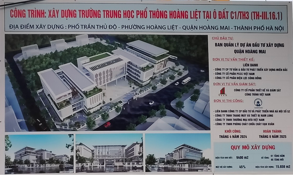 Quận Ho&agrave;ng Mai c&ugrave;ng l&uacute;c tiến h&agrave;nh 7 dự &aacute;n x&acirc;y dựng trường học. Ảnh: AT