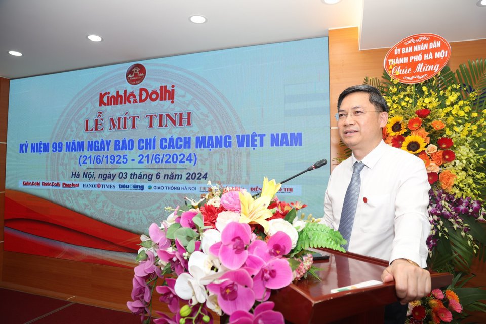 Th&agrave;nh ủy vi&ecirc;n, Ph&oacute; Chủ tịch UBND TP H&agrave; Nội H&agrave; Minh Hải ph&aacute;t biểu tại lễ m&iacute;t tinh kỷ niệm 99 năm Ng&agrave;y B&aacute;o ch&iacute; C&aacute;ch mạng Việt Nam.