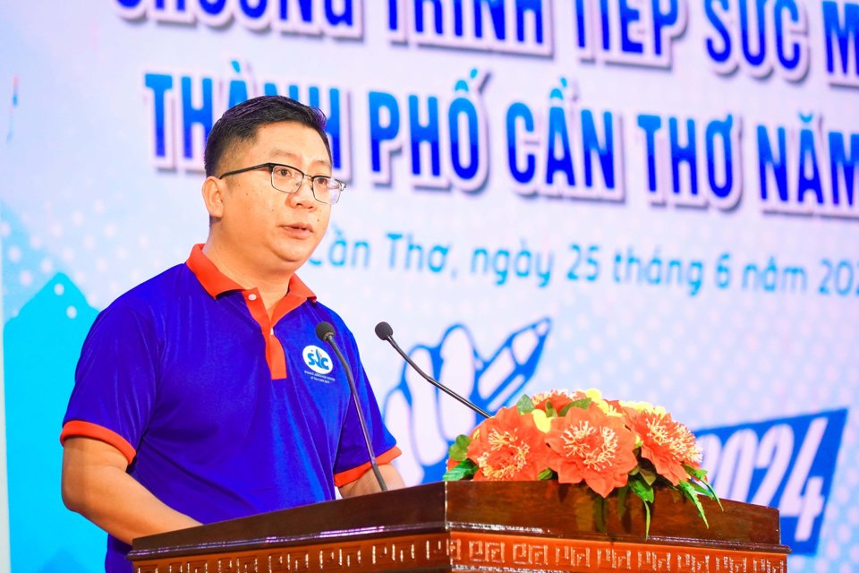 &Ocirc;ng Trần Việt Tuấn, Ph&oacute; B&iacute; thư Th&agrave;nh đo&agrave;n Cần Thơ ph&aacute;t biểu.&nbsp;