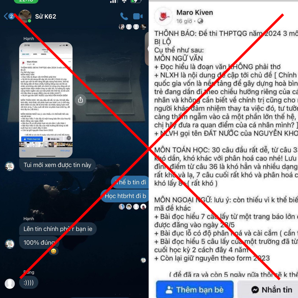 Xác minh thông tin sai sự thật về “lộ đề thi tốt nghiệp THPT 2024” - Ảnh 1