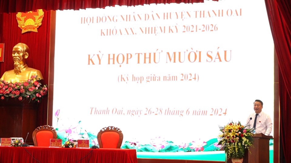 Bế mạc Kỳ họp thứ 16 HĐND huyện Thanh Oai khoá XX, nhiệm kỳ 2021-2026 - Ảnh 1