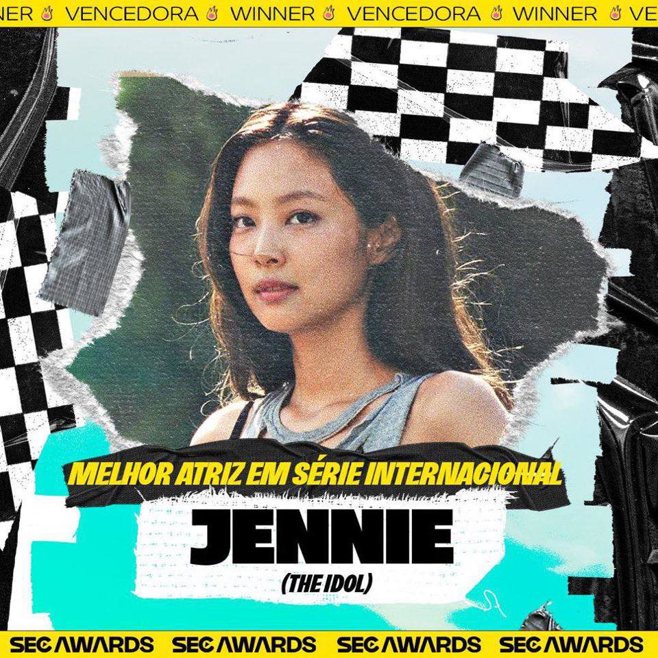 Jennie Blackpink thắng giải Nữ diễn vi&ecirc;n xuất sắc nhất hạng mục International Series tại SEC Awards Brazil cho vai diễn vũ c&ocirc;ng phụ họa Dyanne trong HBO &ldquo;The Idol&rdquo;.