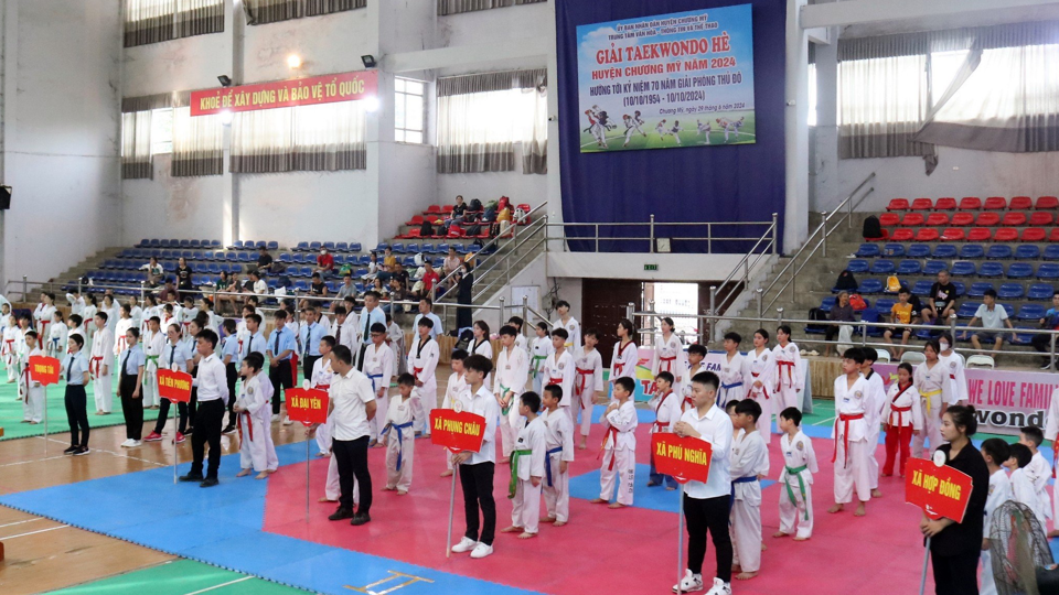 Giải taekwondo H&egrave; huyện Chương Mỹ năm 2024 tranh t&agrave;i ở 38 nội dung.