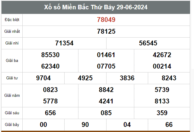 Kết quả xổ số hôm nay ngày 29/6/2024 - Ảnh 1