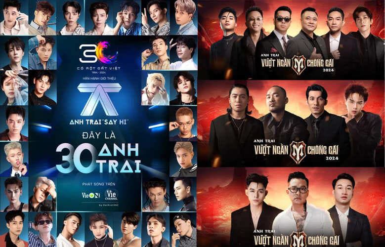 "Anh trai say hi" v&agrave; "Anh trai vượt ng&agrave;n ch&ocirc;ng gai" c&oacute; c&ugrave;ng lịch ph&aacute;t s&oacute;ng. Ảnh: Nh&agrave; sản xuất