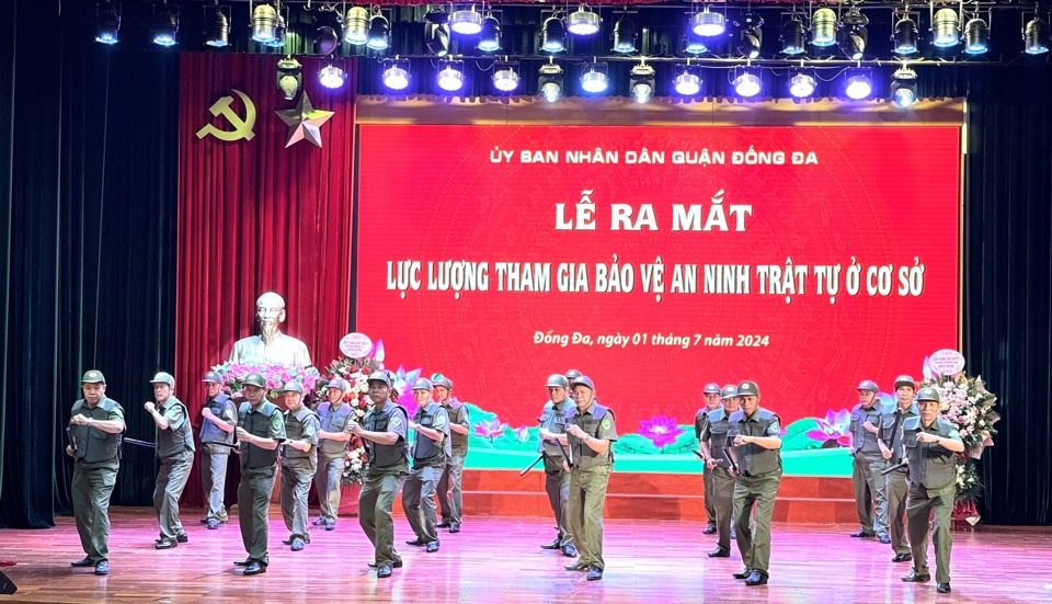 Một buổi diễn tập của lực lượng&nbsp;Tổ bảo vệ an ninh, trật tự ở cơ sở tr&ecirc;n địa b&agrave;n phường Trung Liệt.