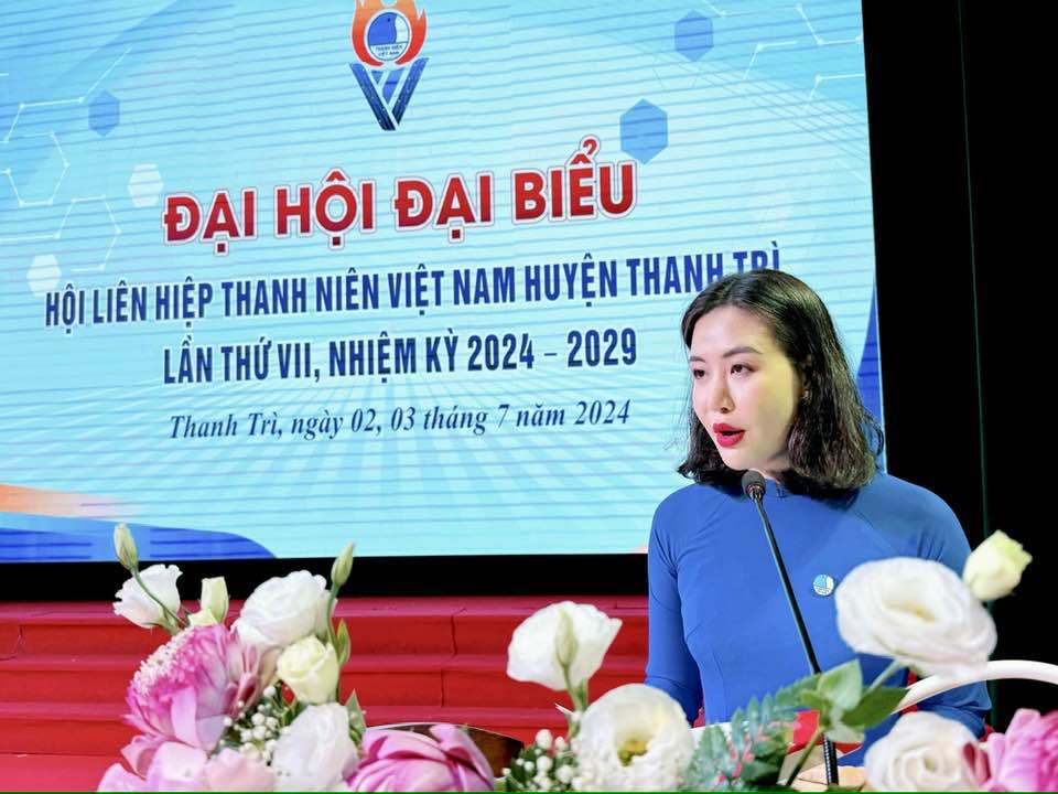 Ph&oacute; trưởng ban Đo&agrave;n kết thanh ni&ecirc;n v&agrave; Địa b&agrave;n d&acirc;n cư, Ph&oacute; chủ tịch Hội LHTN Việt Nam TP H&agrave; Nội Nguyễn Phương Thảo ph&aacute;t biểu tại Đại hội. &nbsp;