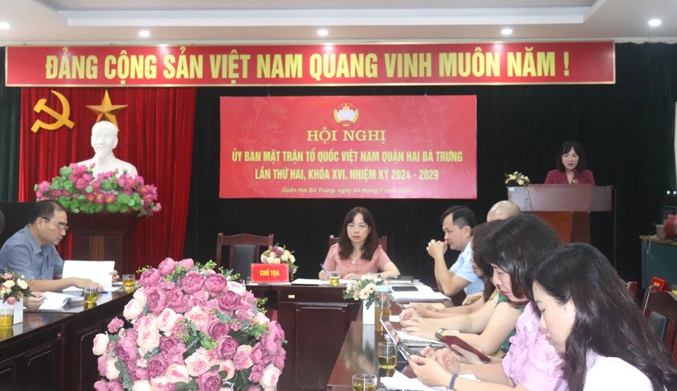 Hội nghị Ủy ban Mặt trận Tổ quốc Việt Nam Quận Hai B&agrave; Trưng lần thứ hai, kh&oacute;a XVI, nhiệm kỳ 2024-2029