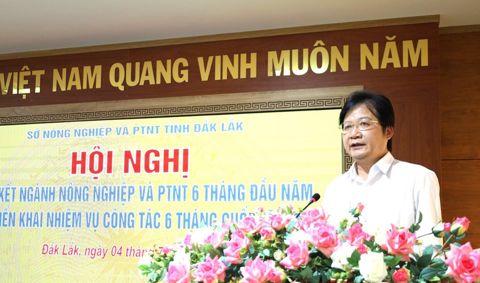 &Ocirc;ng Nguyễn Ho&agrave;i Dương, Gi&aacute;m&nbsp;đốc Sở NN-PTNT tỉnh Đắk Lắk ph&aacute;t biểu tại hội nghị