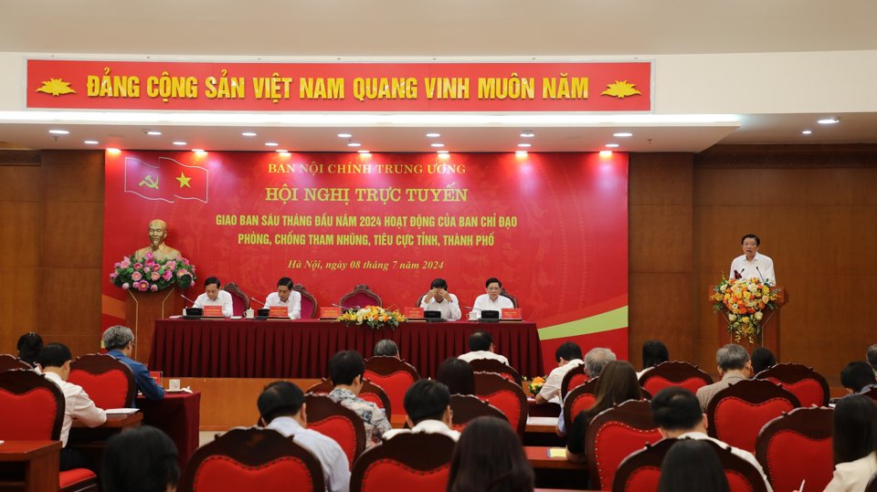 Quang cảnh hội nghị tại điểm cầu&nbsp;Ban Nội ch&iacute;nh T.Ư.