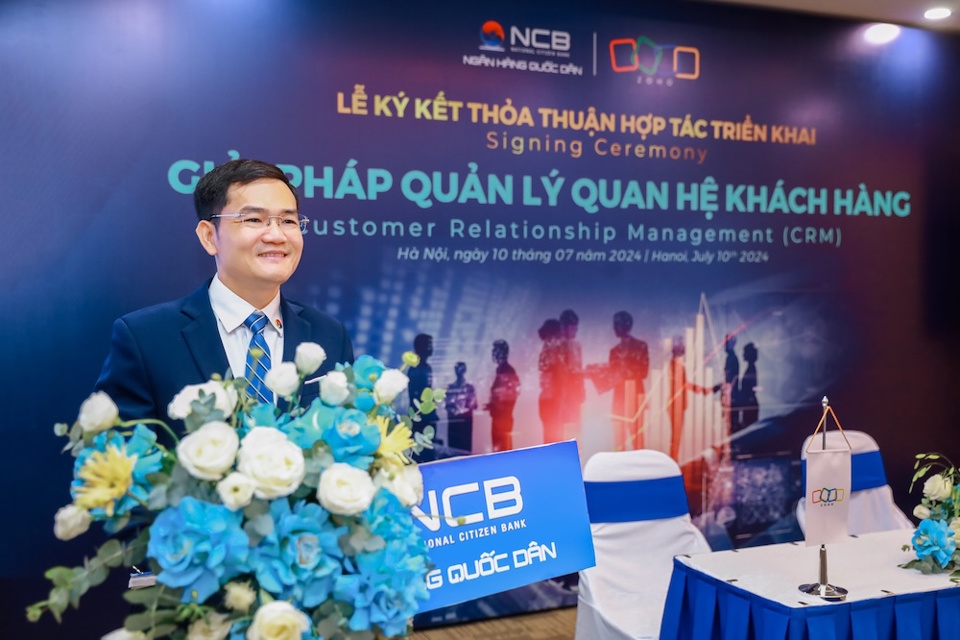 &Ocirc;ng Nguyễn Vịnh, Gi&aacute;m đốc Khối C&ocirc;ng nghệ NCB ph&aacute;t biểu tại sự kiện.