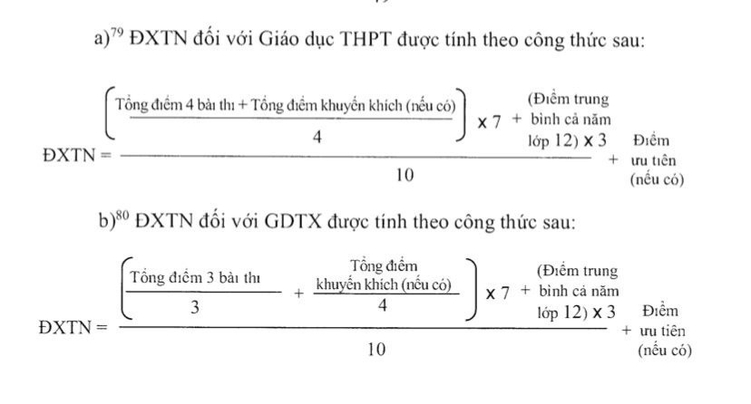 C&ocirc;ng thức t&iacute;nh điểm x&eacute;t tốt nghiệp THPT.