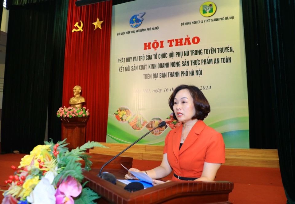 Ph&oacute; Chủ tịch Thường trực Hội LHPN TP Phạm Thị Thanh Hương ph&aacute;t biểu tại hội thảo