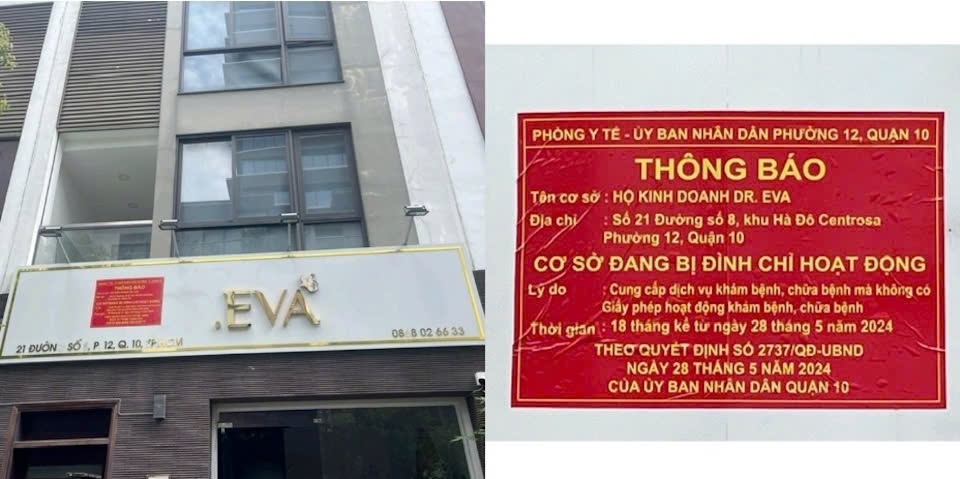 Hoạt động chui, hộ kinh doanh “DR EVA” bị dán biển đỏ cảnh báo