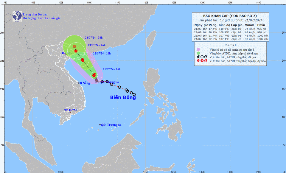 Bão số 2 khiến Hà Nội, Bắc Bộ sẽ mưa lớn diện rộng nhiều ngày - Ảnh 1