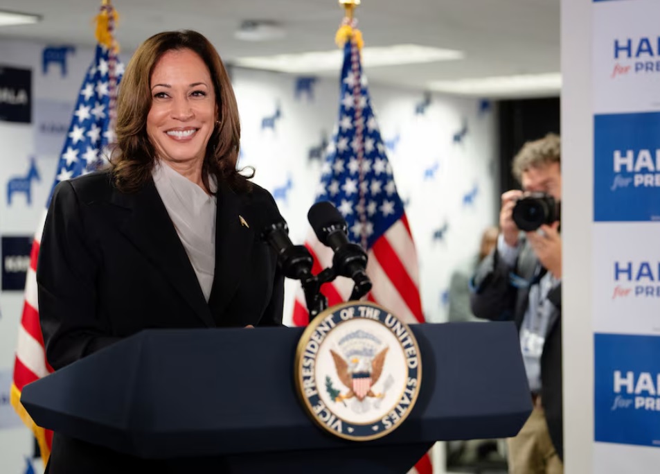 Ph&oacute; Tổng thống Mỹ Kamala Harris ph&aacute;t biểu tại trụ sở Chiến dịch tranh cử Tổng thống ở Wilmington, Mỹ, ng&agrave;y 22/7/2024. Ảnh: Reuters