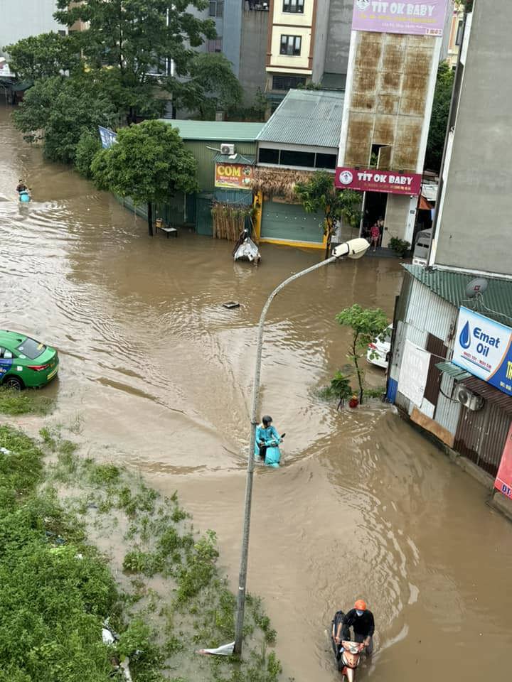 Một khu vực bị ngập ở huyện Chương Mỹ. Ảnh: Phương Thu Nguyễn