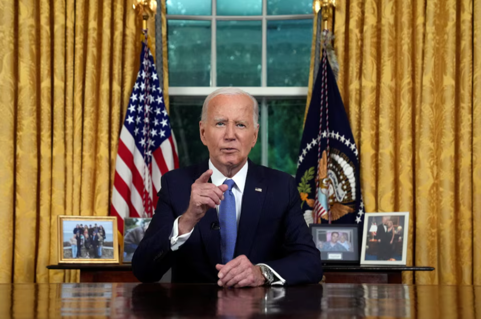 Tổng thống Joe Biden ph&aacute;t biểu tại Ph&ograve;ng Bầu dục ng&agrave;y 24/7. Ảnh:&nbsp;Evan Vucci