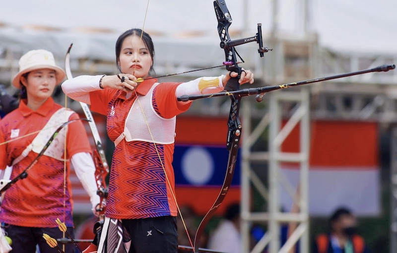 Cung thủ &Aacute;nh Nguyệt đạt kết quả tốt trong v&ograve;ng loại ph&acirc;n hạng tại Olympic 2024. Ảnh: Thanh Vũ