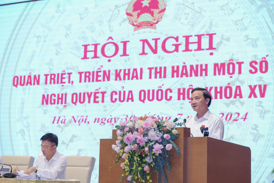 Ph&oacute; Chủ tịch Quốc hội Nguyễn Khắc Định ph&aacute;t biểu tại Hội nghị - Ảnh: VGP/Nhật Bắc