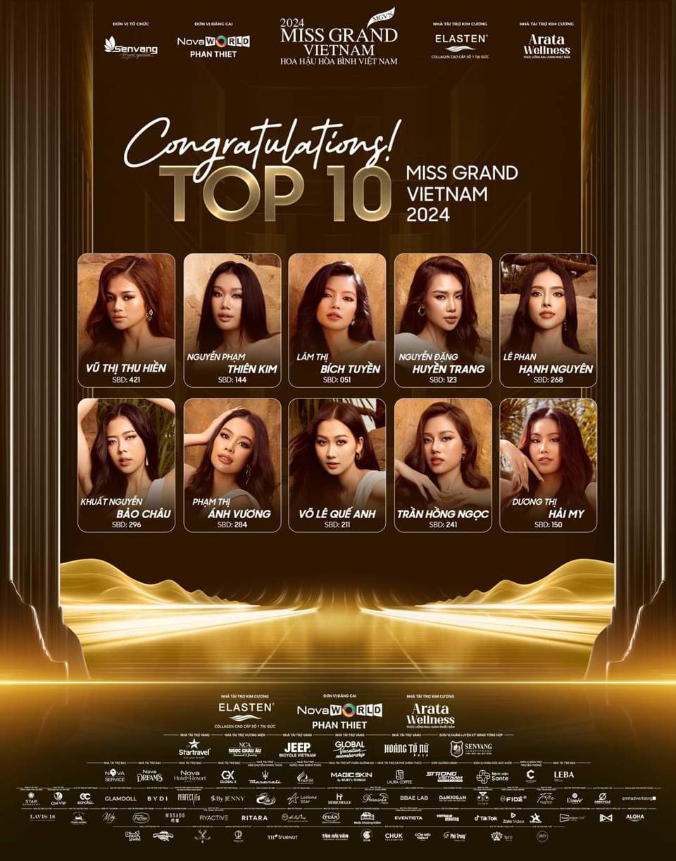 Top 10 th&iacute; sinh xuất sắc nhất Miss Miss Grand VietNam 2024.