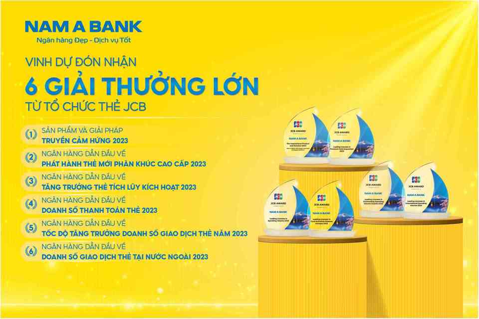 Nam A Bank nhận h&agrave;ng loạt giải từ tổ chức thẻ JCB.