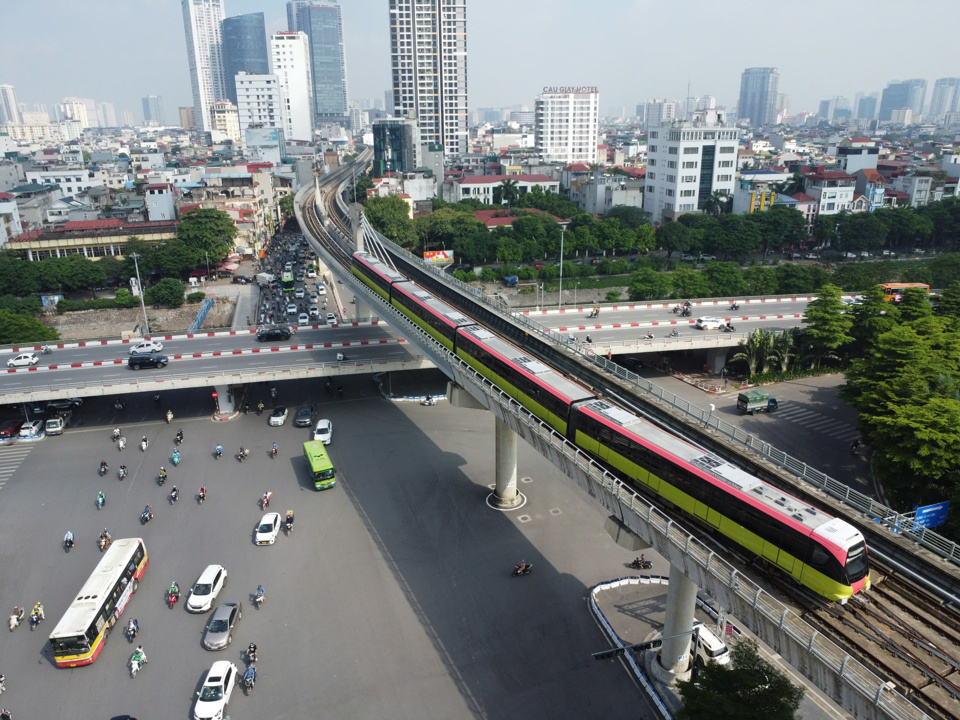 Tuyến đường sắt trên cao Nhổn - Ga Hà Nội. Ảnh: Hải Linh