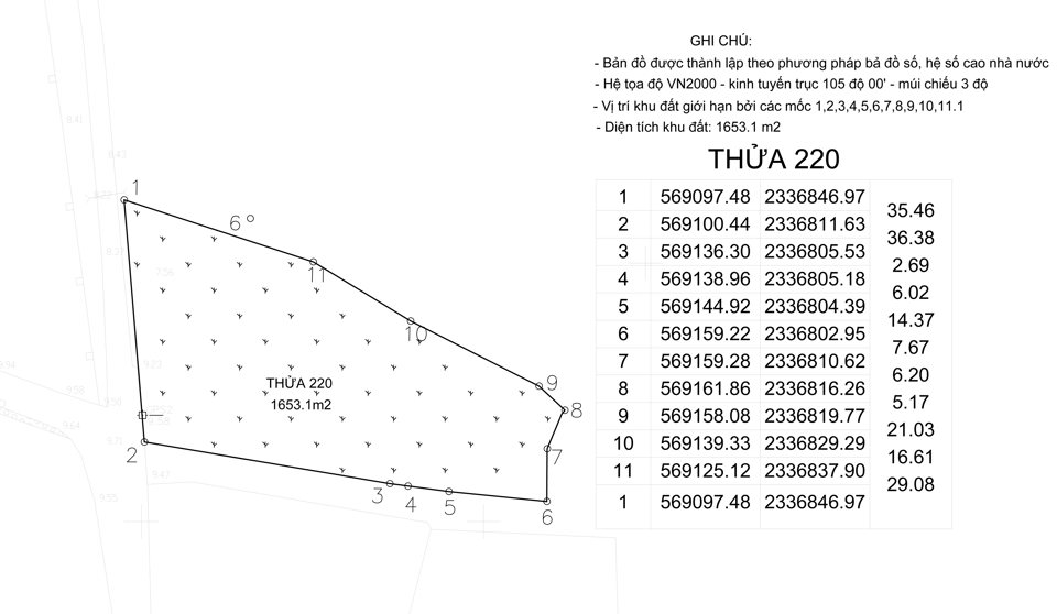 Bản đồ khu đất đấu gi&aacute; thửa 220, x&atilde; Trung Ch&acirc;u.