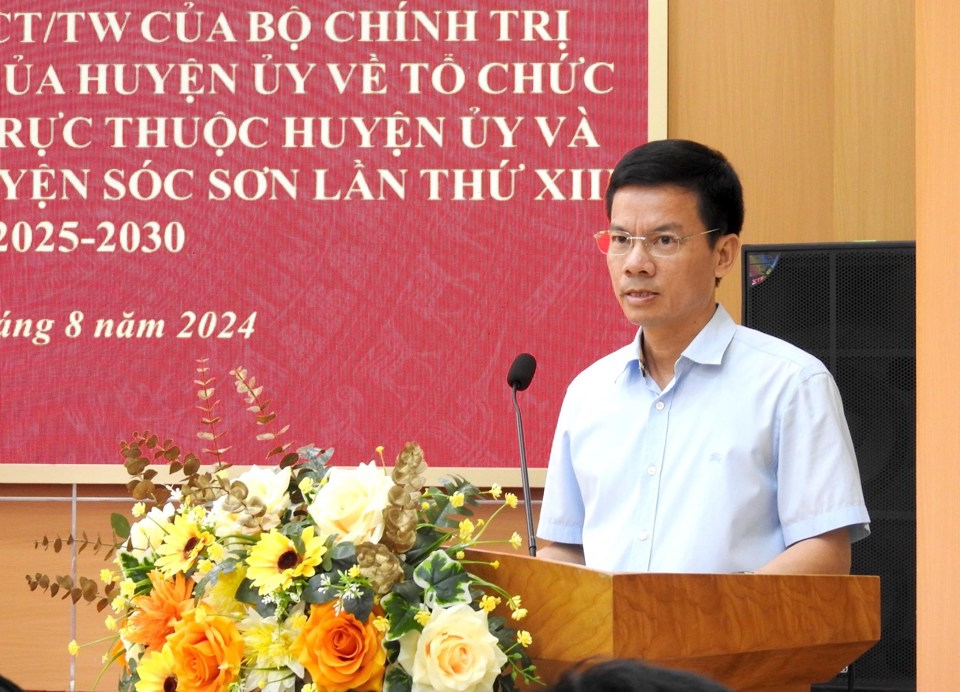 B&iacute; thư Huyện uỷ S&oacute;c Sơn B&ugrave;i Duy Cường chỉ đạo c&ocirc;ng t&aacute;c chuẩn bị đại hội c&aacute;c cấp.