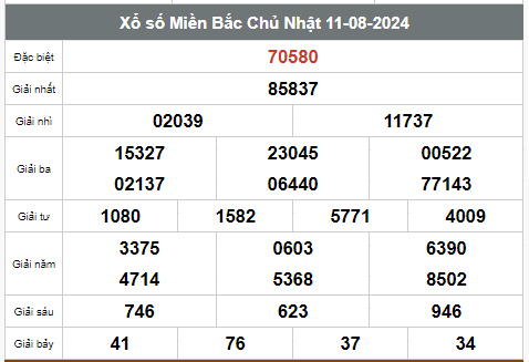 Kết quả xổ số hôm nay ngày 11/8/2024 - Ảnh 1