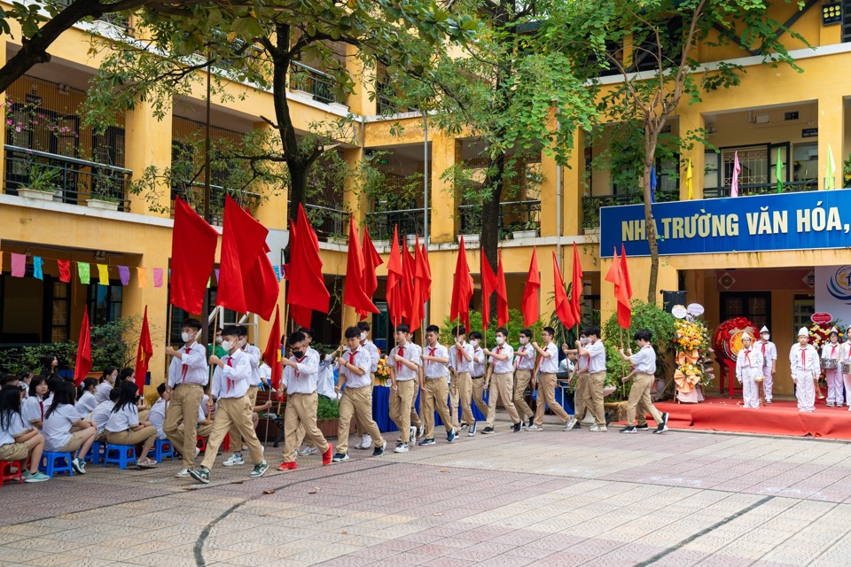 Học sinh Trường THPT Th&aacute;i Thịnh, quận Đống Đa.